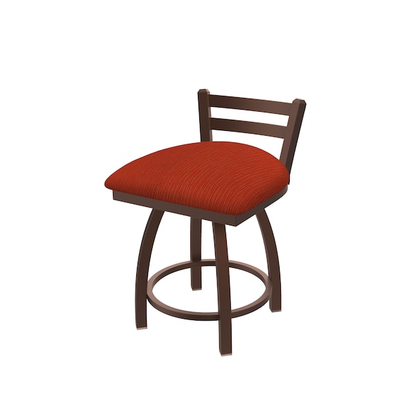 18" Low Back Swivel Vanity Stool, Bronze Finish, Graph Poppy Seat